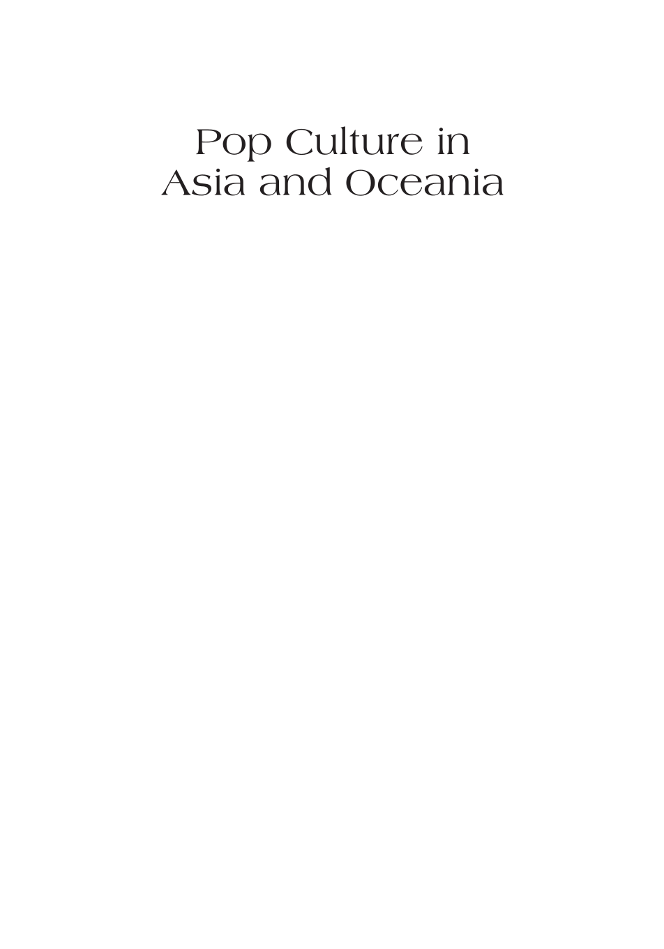 Pop Culture in Asia and Oceania page i