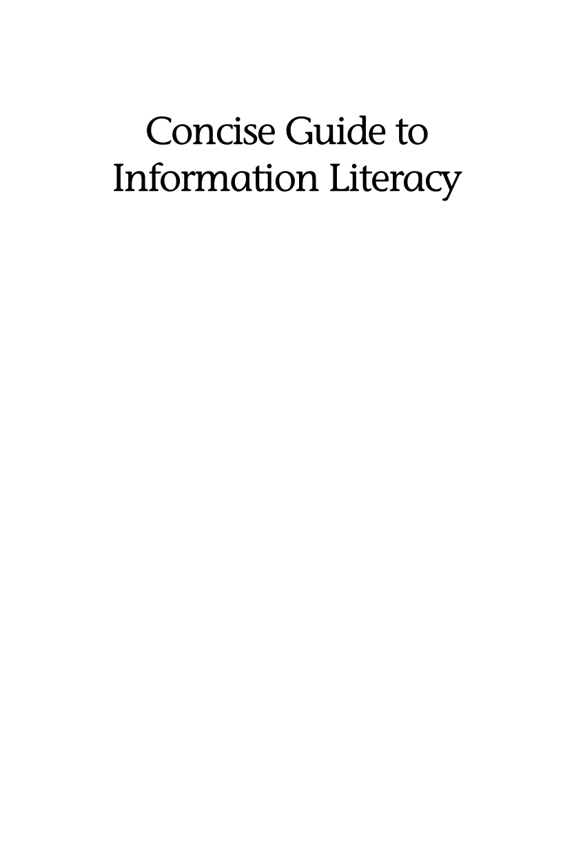 Concise Guide to Information Literacy, 2nd Edition page i1