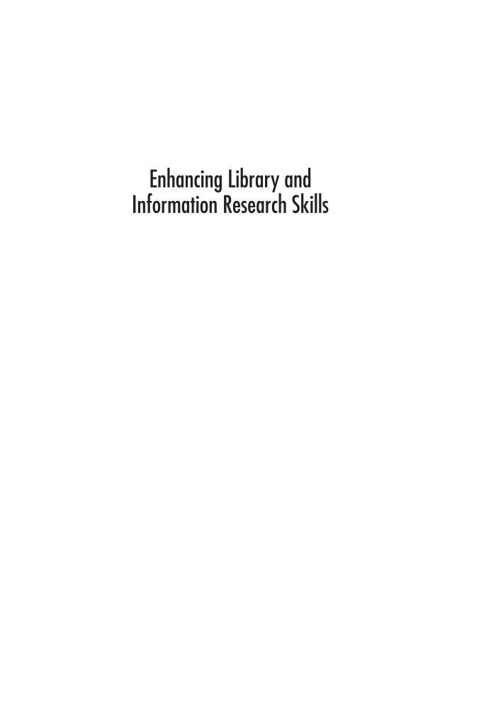 Enhancing Library and Information Research Skills: A Guide for Academic Librarians page i