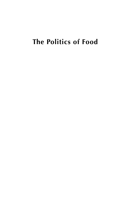 The Politics of Food: The Global Conflict between Food Security and Food Sovereignty page i