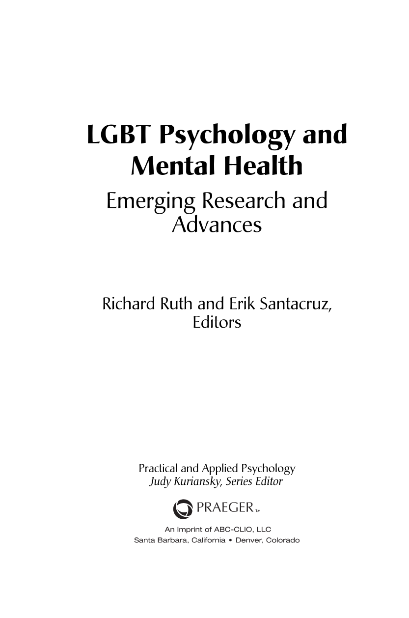 LGBT Psychology and Mental Health: Emerging Research and Advances page iii