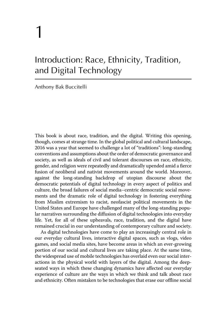 Race and Ethnicity in Digital Culture: Our Changing Traditions, Impressions, and Expressions in a Mediated World [2 volumes] page 1