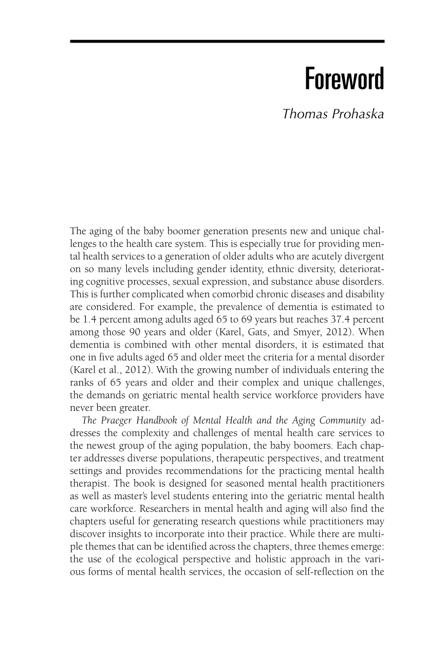 The Praeger Handbook of Mental Health and the Aging Community page ix1