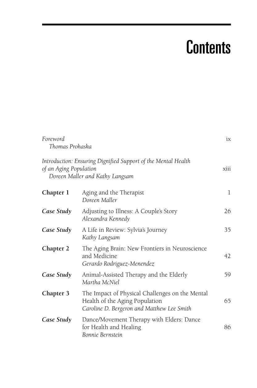 The Praeger Handbook of Mental Health and the Aging Community page vii1