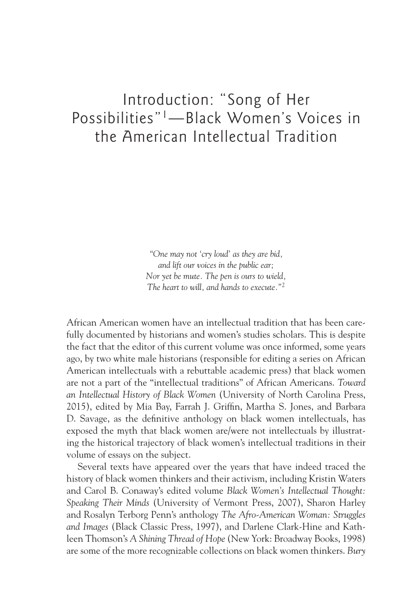 Bury My Heart in a Free Land: Black Women Intellectuals in Modern U.S. History page xi