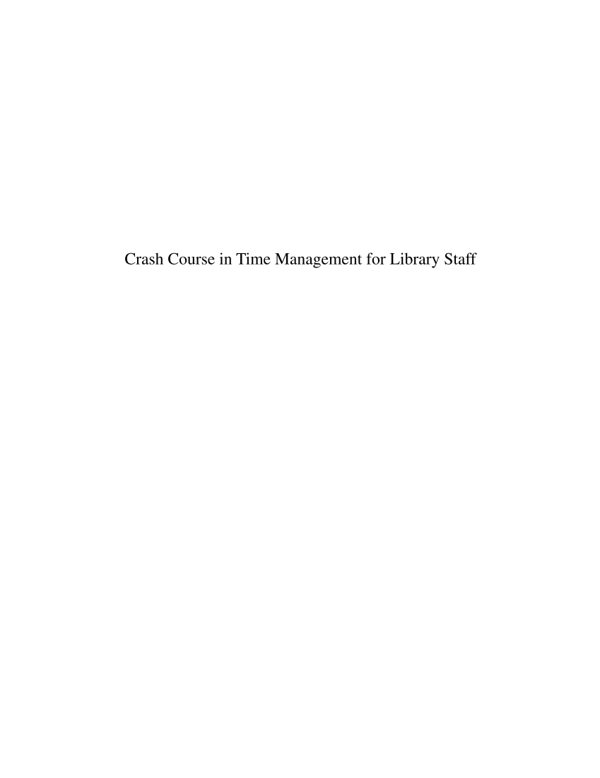 Crash Course in Time Management for Library Staff page i1