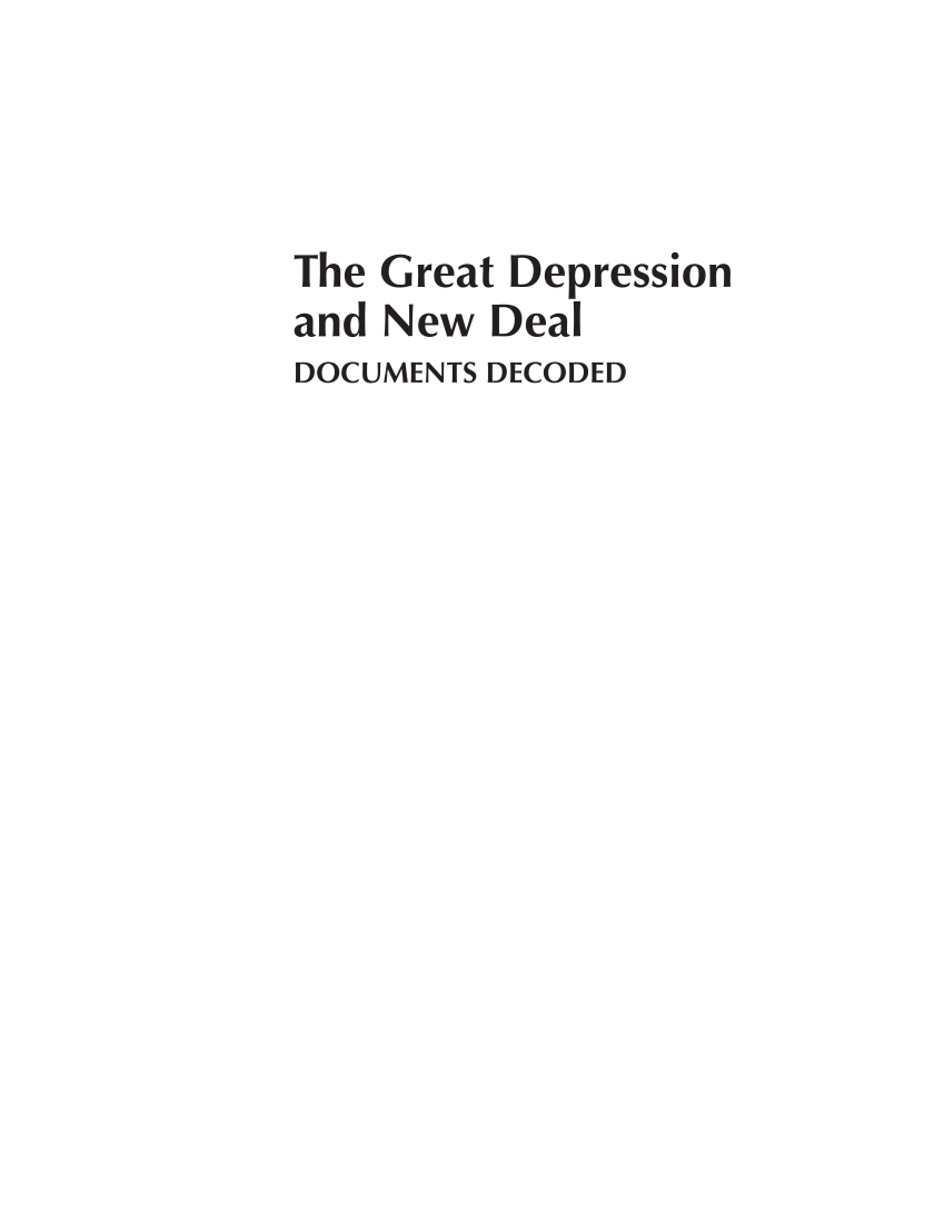 The Great Depression and New Deal: Documents Decoded page i