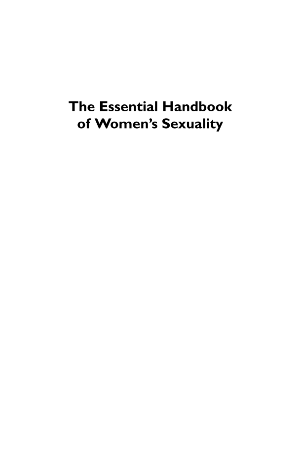 The Essential Handbook of Women's Sexuality [2 volumes] page i