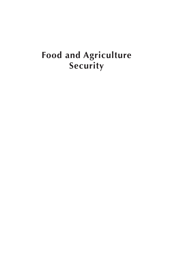 Food and Agriculture Security: An Historical, Multidisciplinary Approach page i