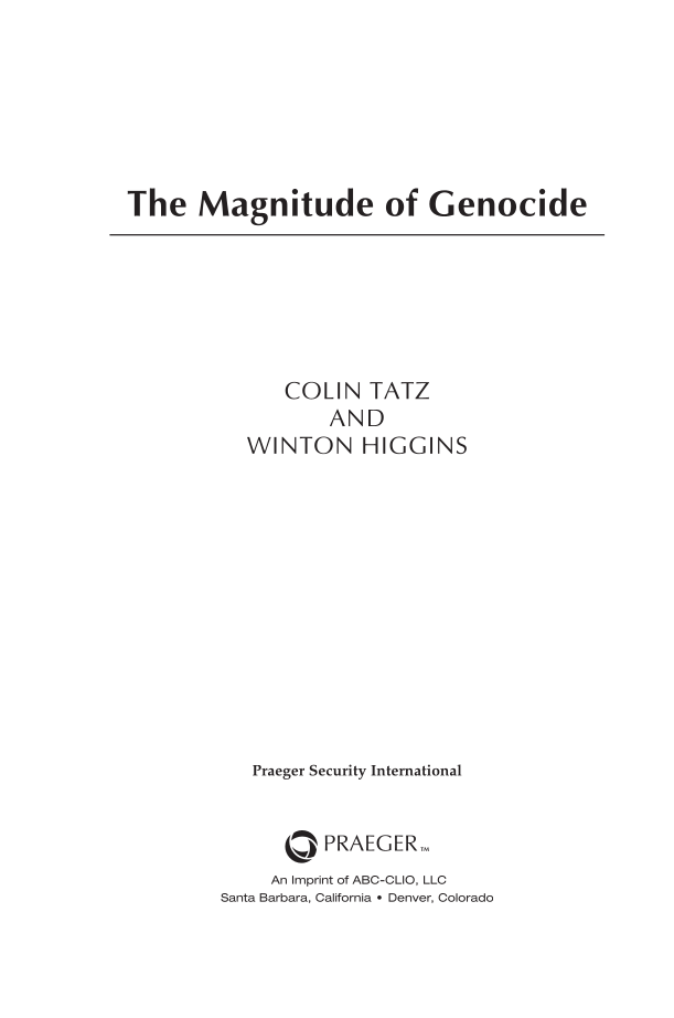 The Magnitude of Genocide page iii