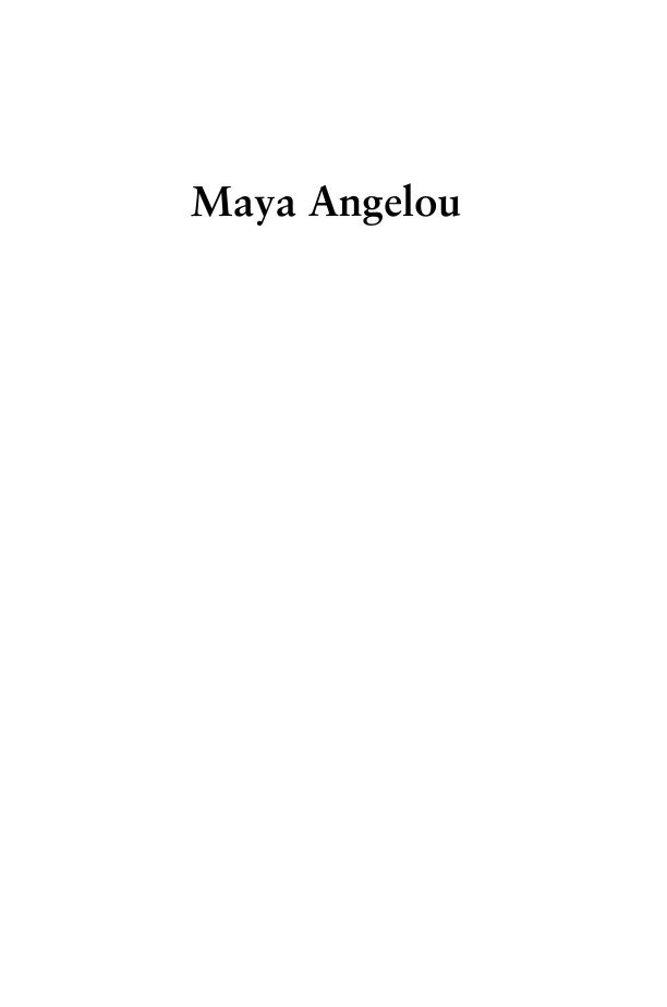 Maya Angelou: The Iconic Self, 2nd Edition page i