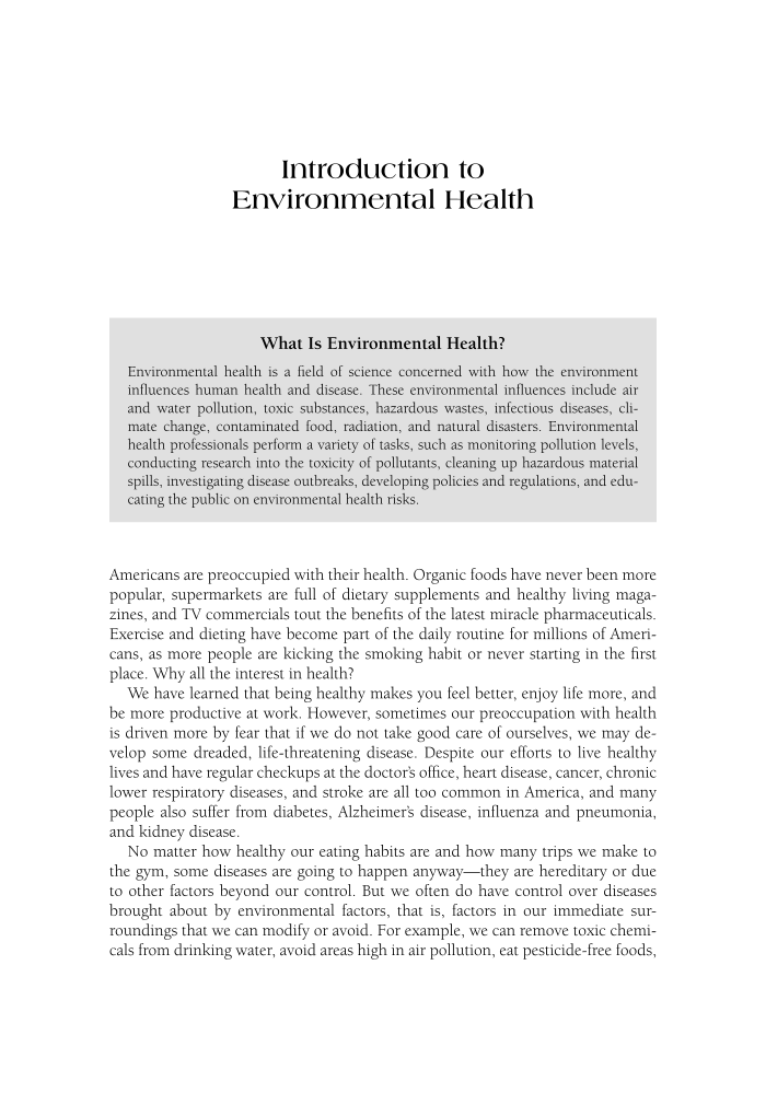 Environmental Health in the 21st Century: From Air Pollution to Zoonotic Diseases [2 volumes] page xxiii1