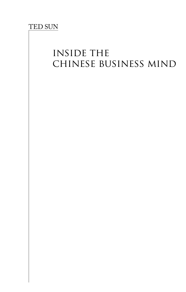 Inside the Chinese Business Mind: A Tactical Guide for Managers page i