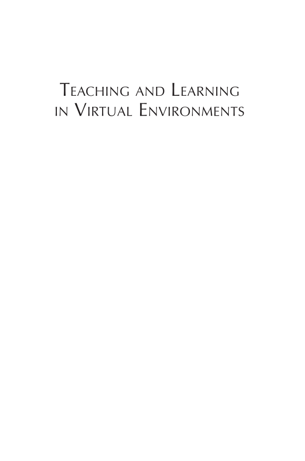 Teaching and Learning in Virtual Environments: Archives, Museums, and Libraries page i