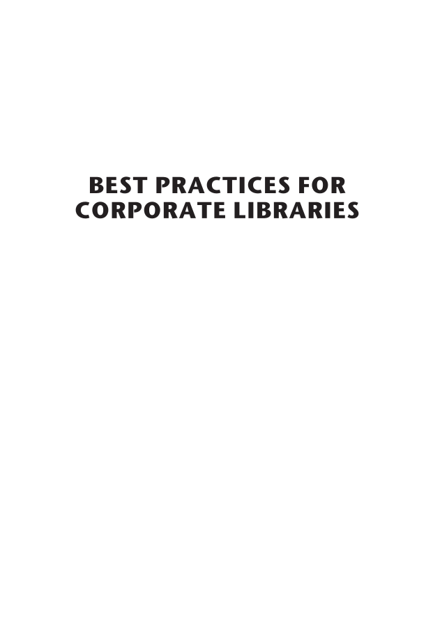 Best Practices for Corporate Libraries page i