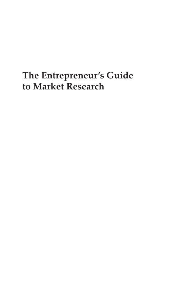 The Entrepreneur's Guide to Market Research page i