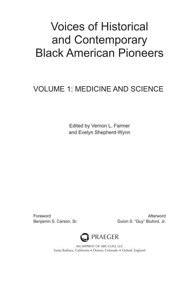 Voices of Historical and Contemporary Black American Pioneers [4 volumes] page i