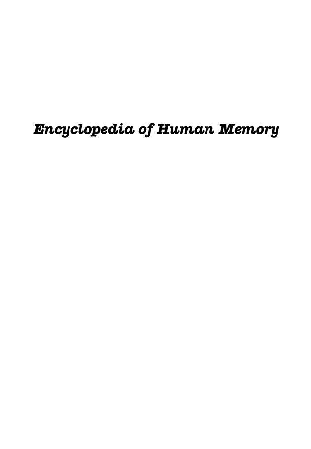 Encyclopedia of Human Memory [3 volumes] page Vol1:i