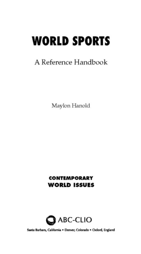 World Sports: A Reference Handbook page Cover1