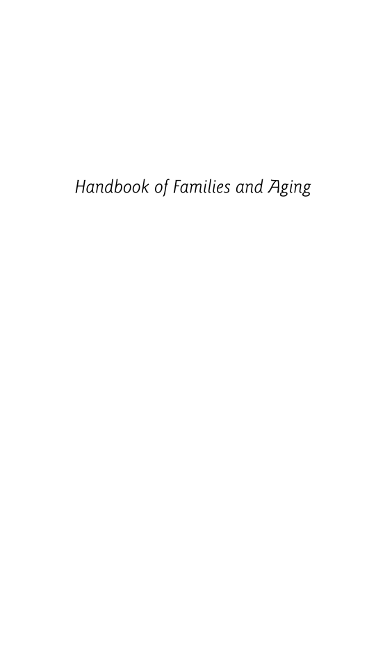 Handbook of Families and Aging, 2nd Edition page i
