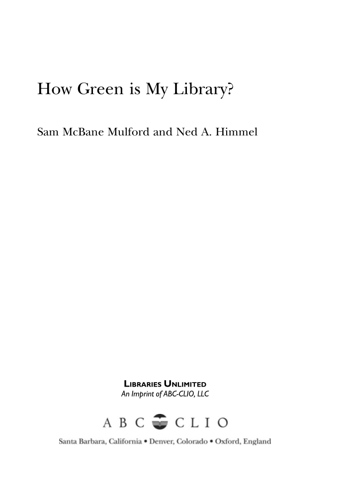 How Green is My Library? page iii