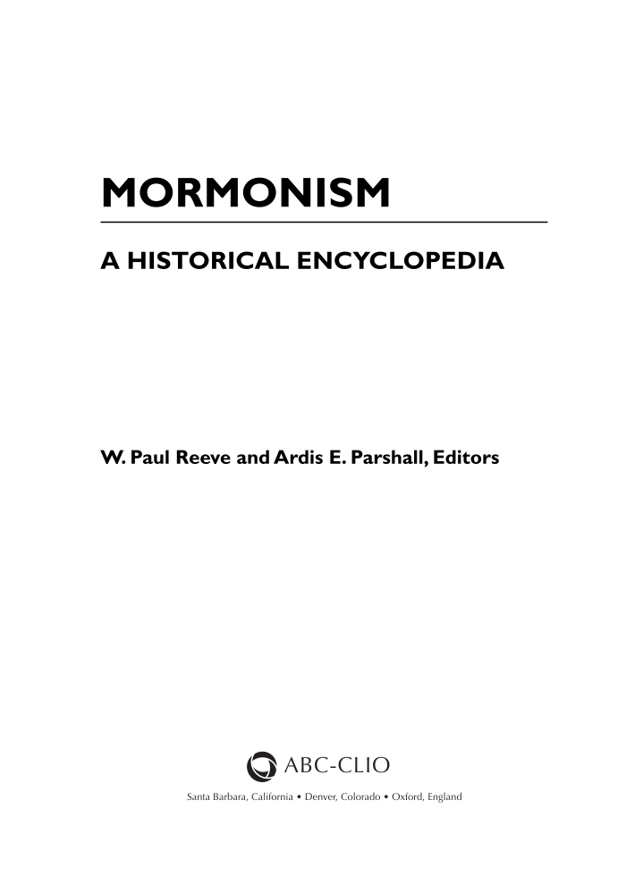 Mormonism: A Historical Encyclopedia page Cover1