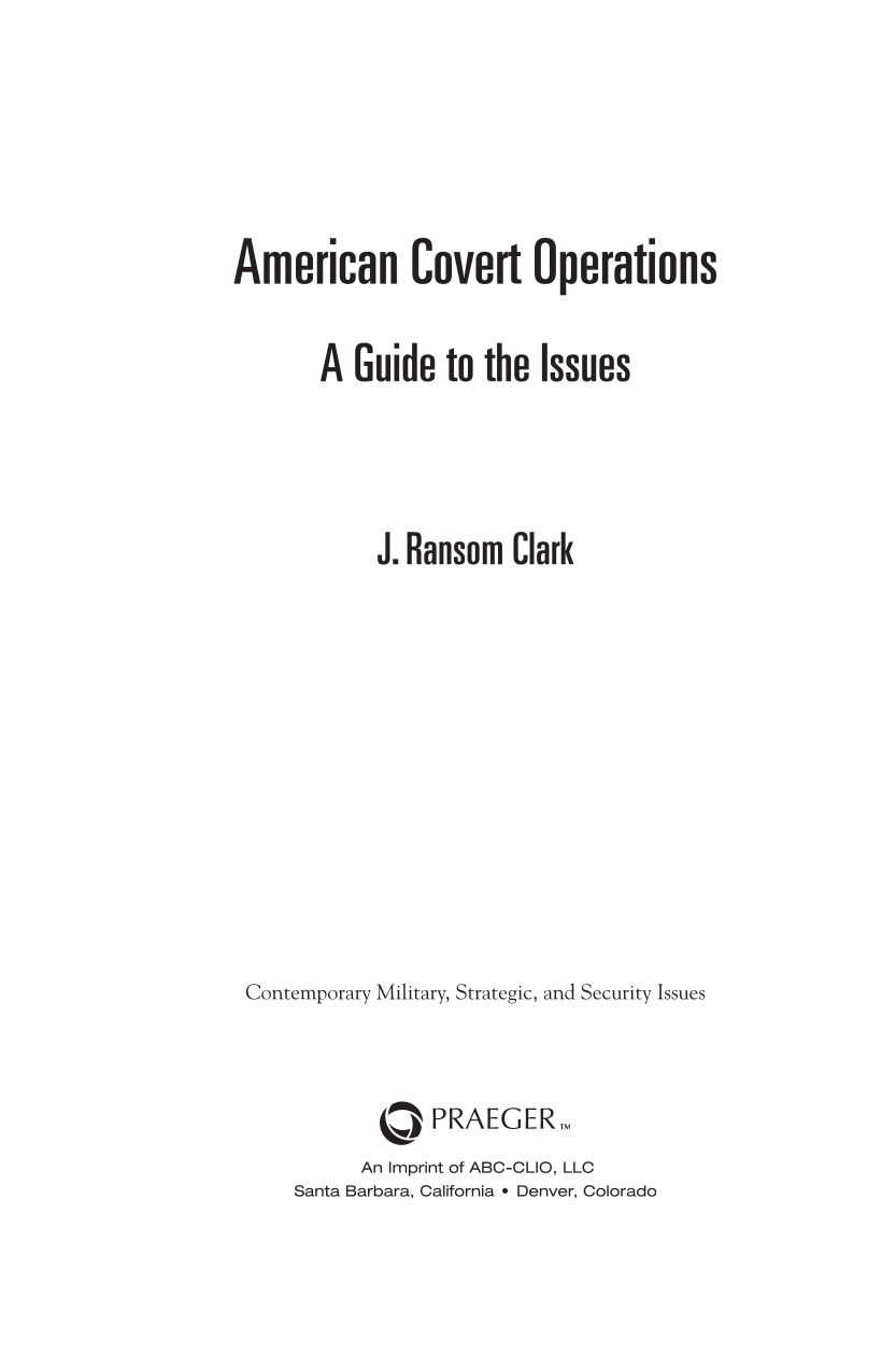 American Covert Operations: A Guide to the Issues page iii