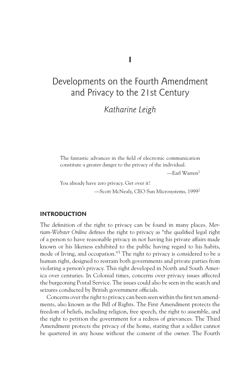 Privacy in the Digital Age: 21st-Century Challenges to the Fourth Amendment [2 volumes] page 1
