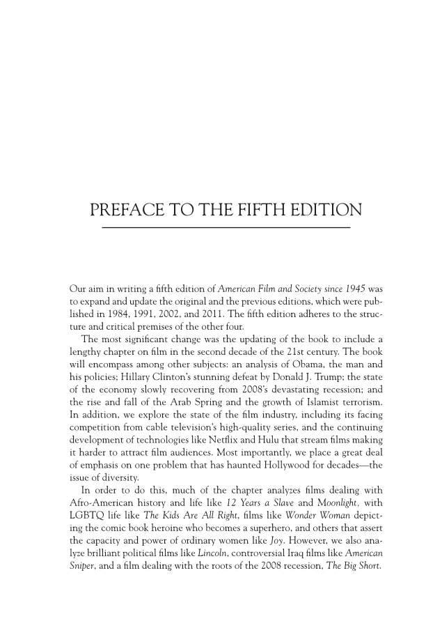 American Film and Society Since 1945, 5th Edition page ix