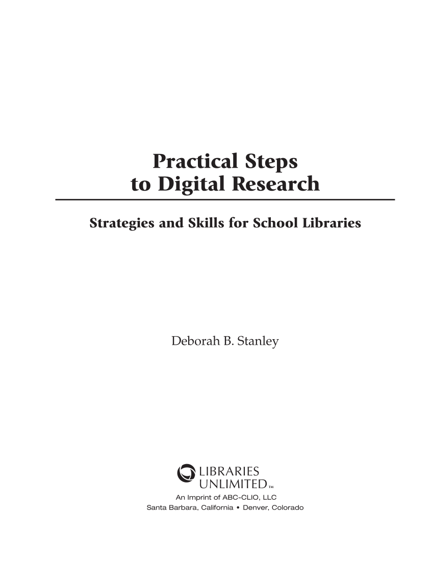 Practical Steps to Digital Research: Strategies and Skills For School Libraries page iii