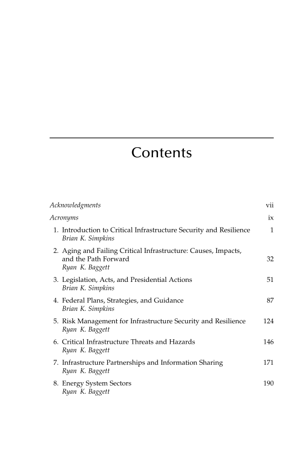 Homeland Security and Critical Infrastructure Protection, 2nd Edition page v