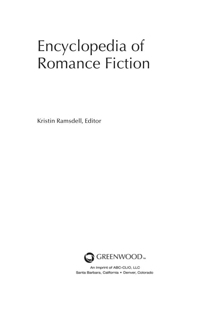 Encyclopedia of Romance Fiction page iii