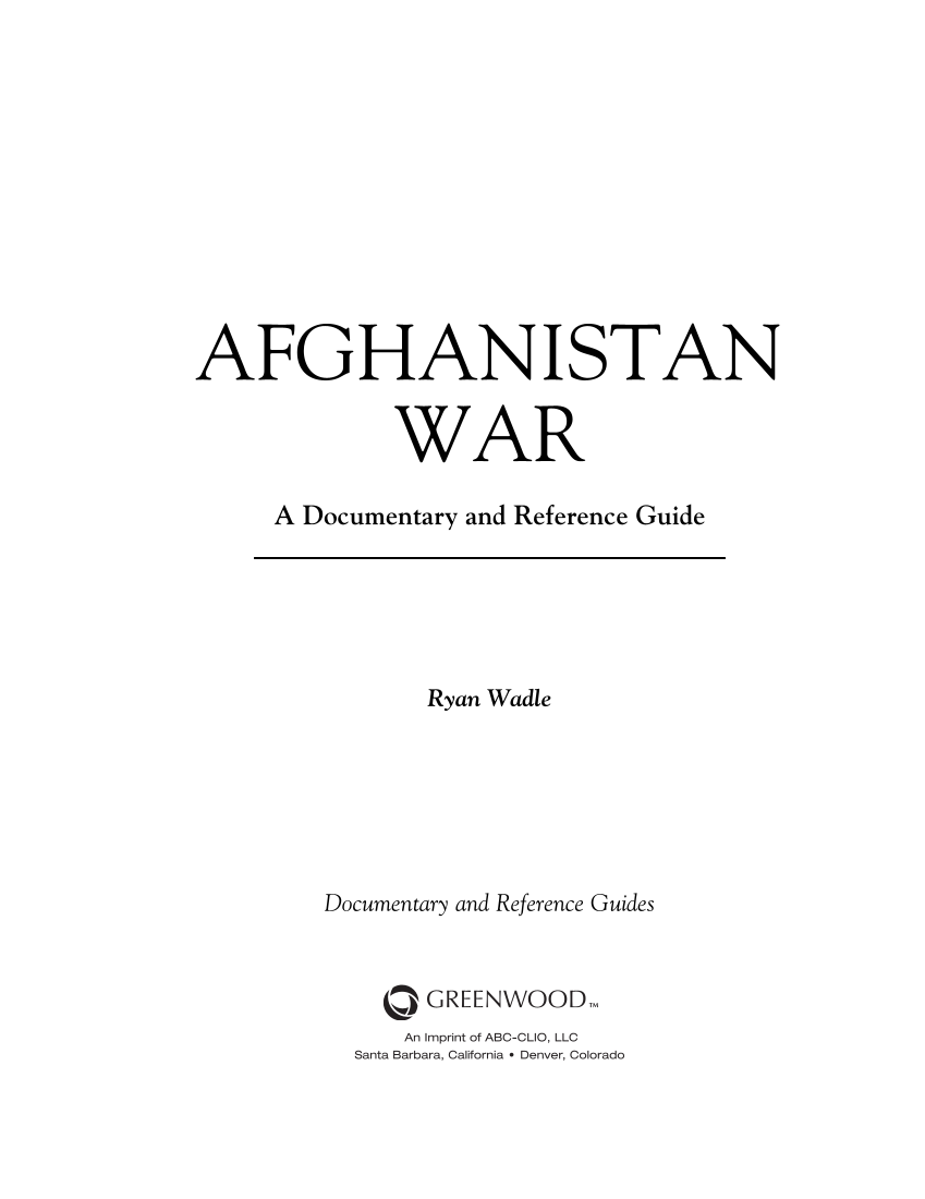 Afghanistan War: A Documentary and Reference Guide page iii
