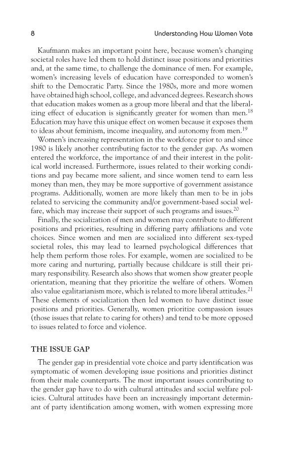 Understanding How Women Vote: Gender Identity and Political Choices page 8