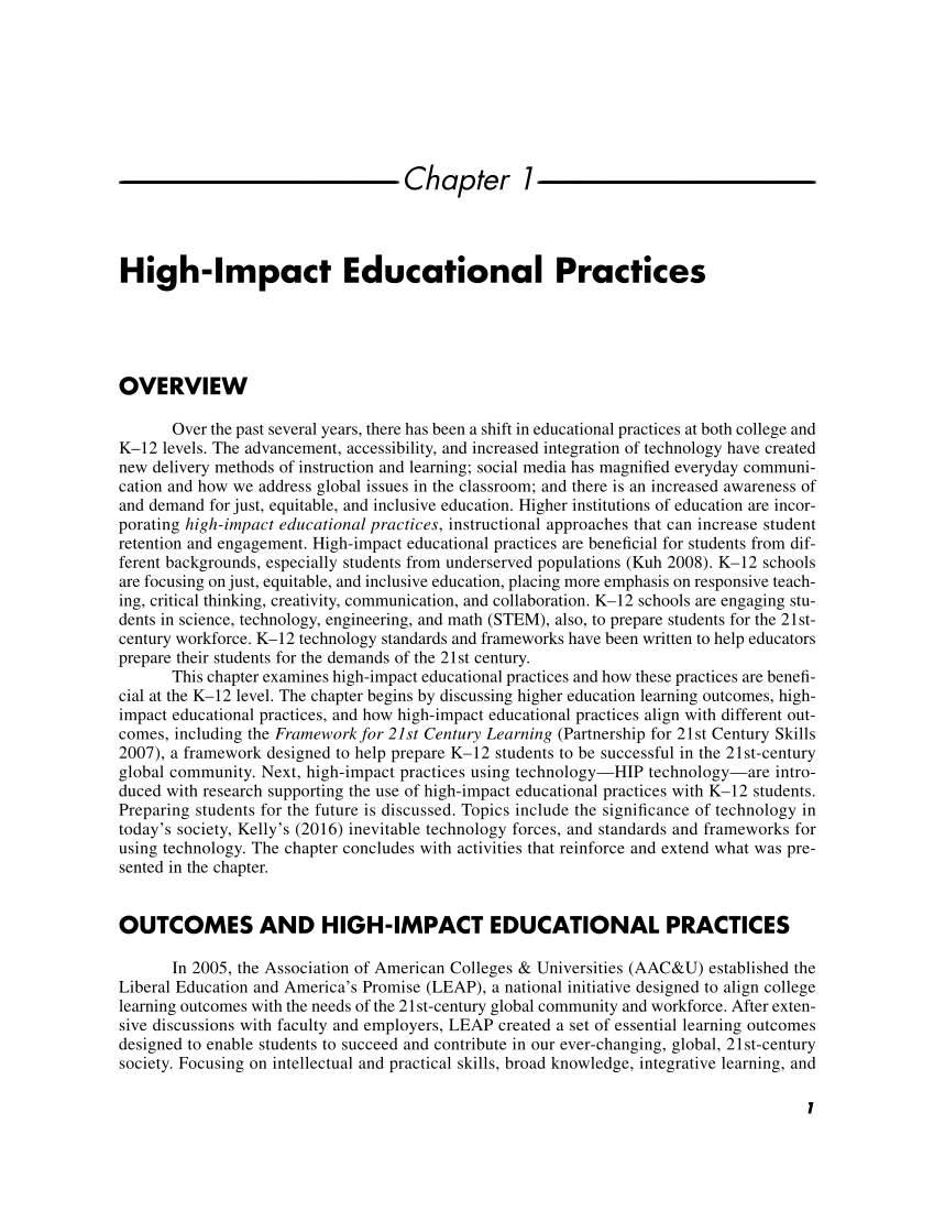Using Technology to Support High-Impact Educational Practice page 1