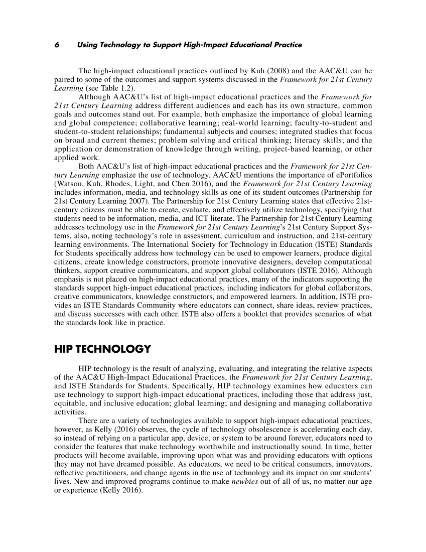 Using Technology to Support High-Impact Educational Practice page 6