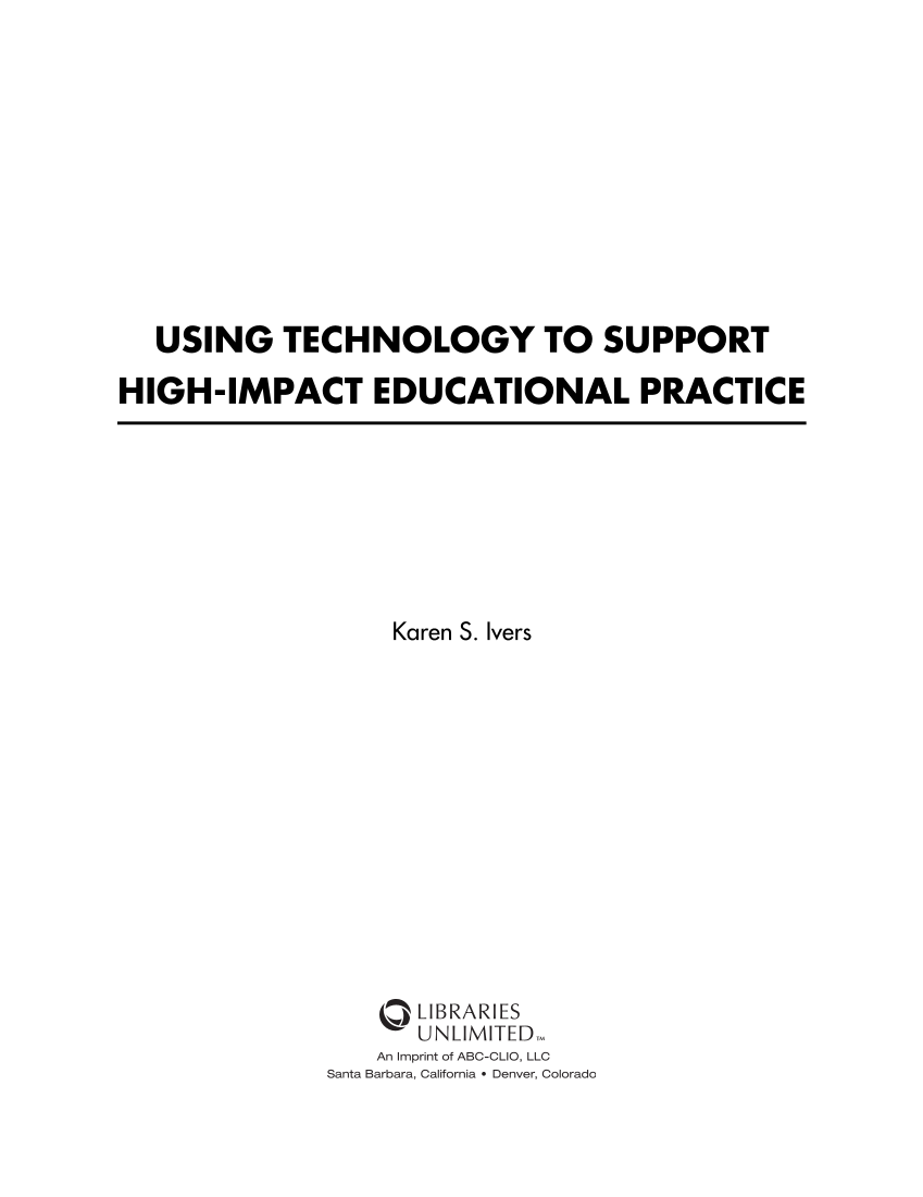 Using Technology to Support High-Impact Educational Practice page iii