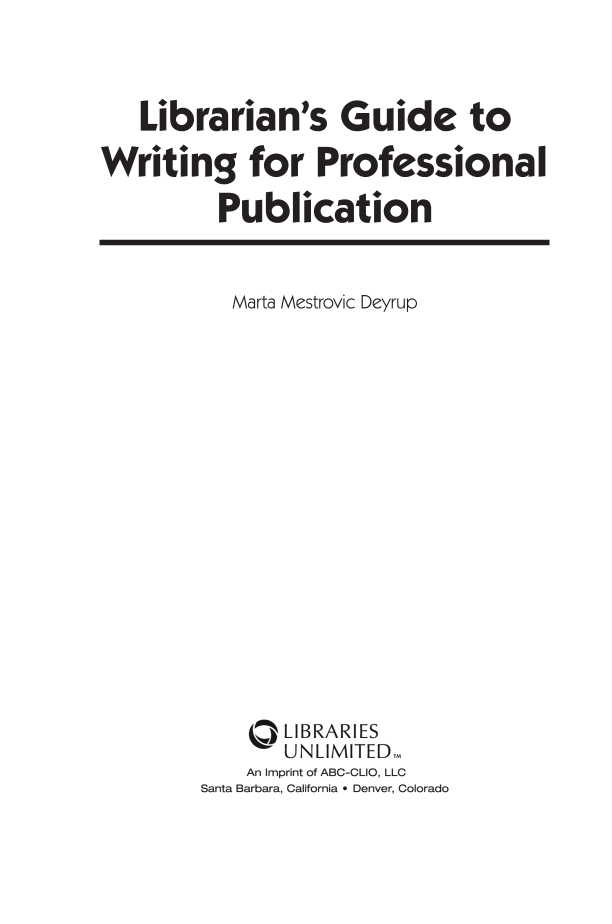 Librarian's Guide to Writing for Professional Publication page iii