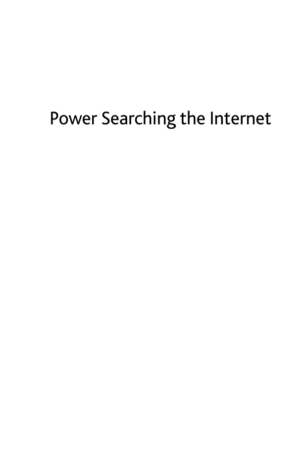 Power Searching the Internet: The Librarian's Quick Guide page i