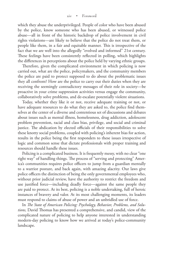 The State of American Policing: Psychology, Behavior, Problems, and Solutions page xiv