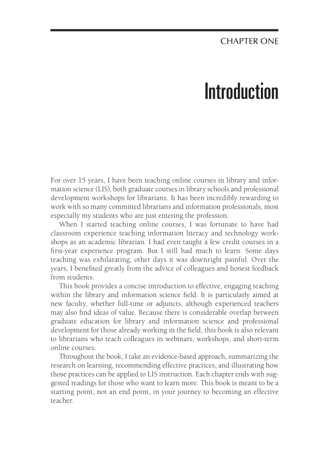 Instructional Design for LIS Professionals: A Guide for Teaching Librarians and Information Science Professionals page 1