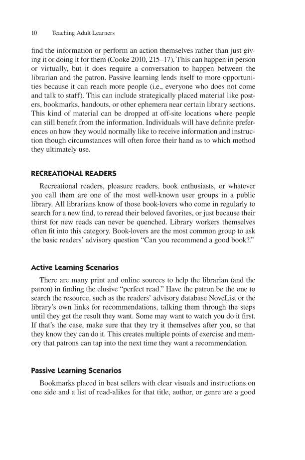 Teaching Adult Learners: A Guide for Public Librarians page 10
