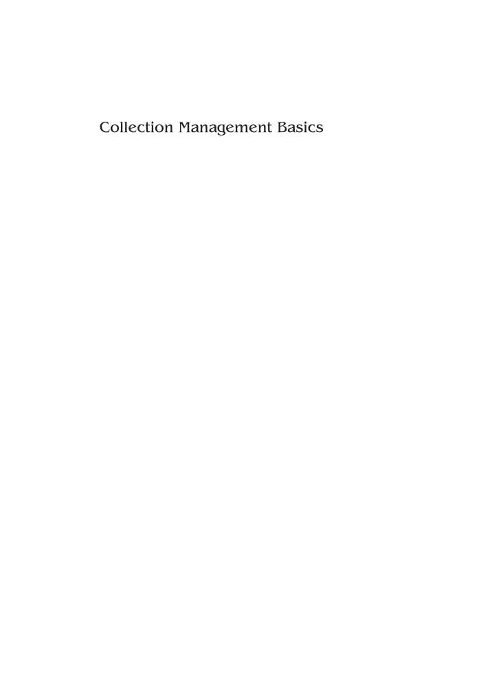 Collection Management Basics, 7th Edition page i