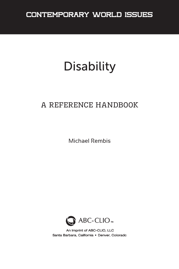 Disability: A Reference Handbook page v