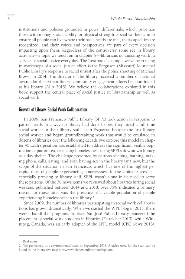 Whole Person Librarianship: A Social Work Approach to Patron Services page 8