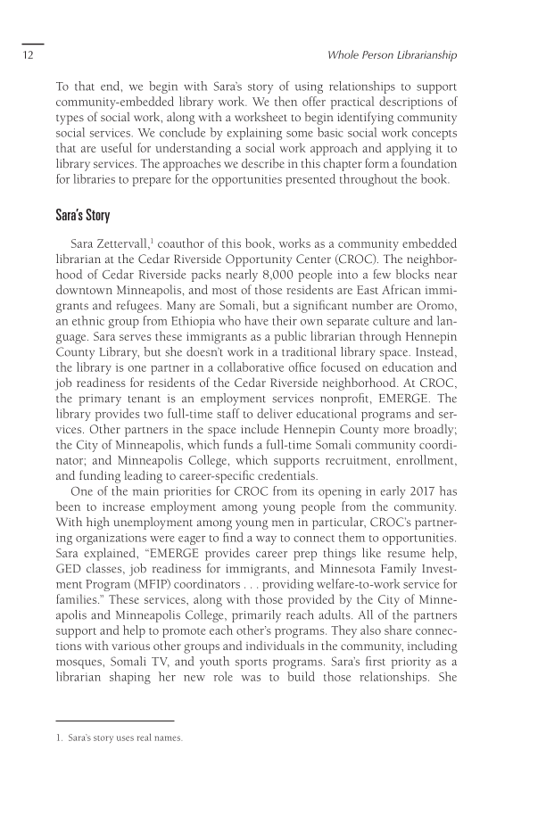 Whole Person Librarianship: A Social Work Approach to Patron Services page 12