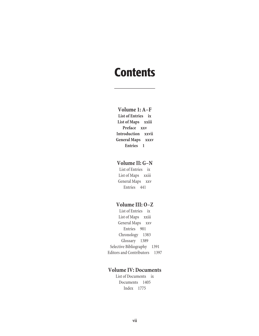Middle East Conflicts from Ancient Egypt to the 21st Century: An Encyclopedia and Document Collection [4 volumes] page vii