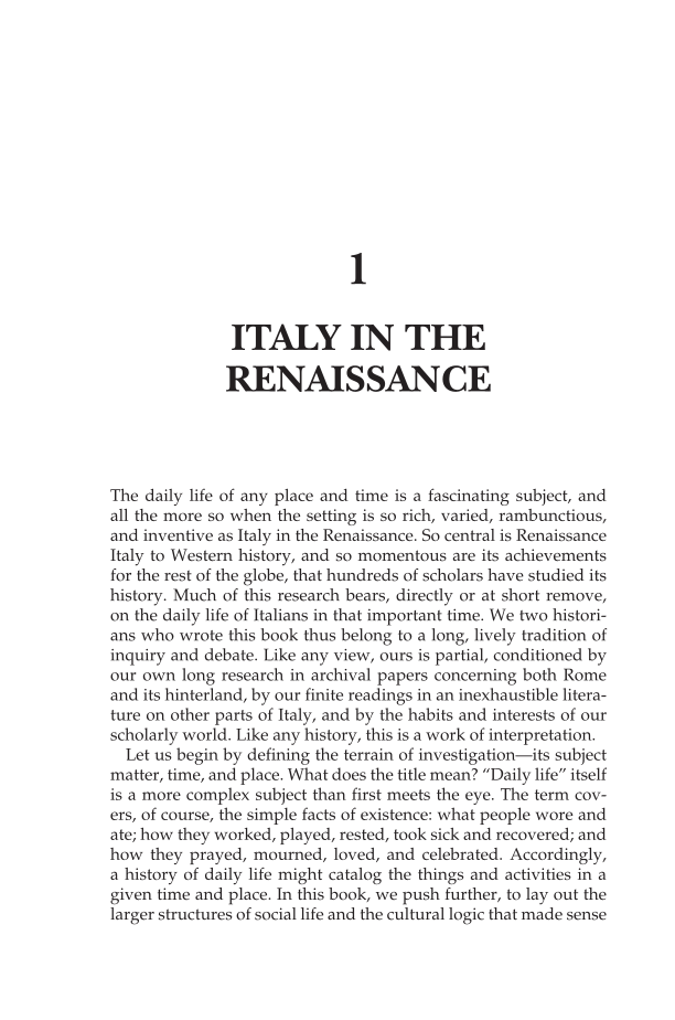 Daily Life in Renaissance Italy, 2nd Edition page 1