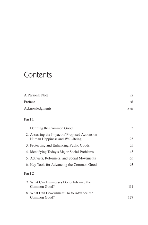 Advancing the Common Good: Strategies for Businesses, Governments, and Nonprofits page vii