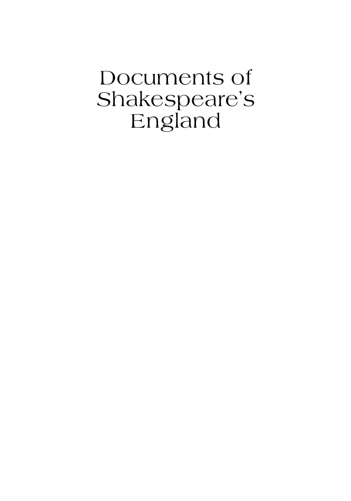 Documents of Shakespeare's England page i